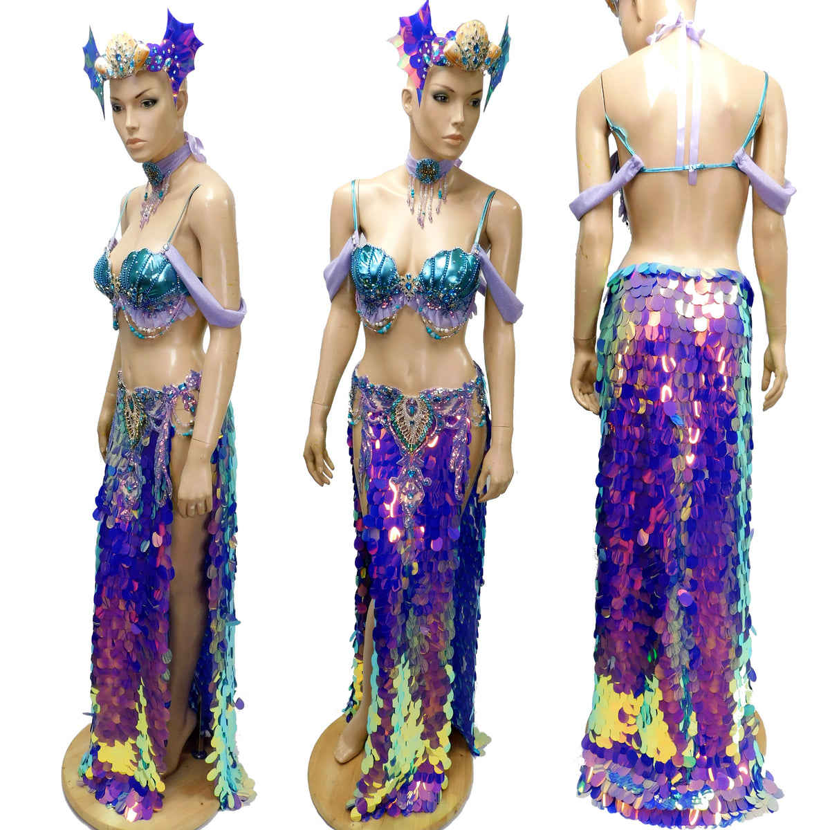 Lavender & Purple crystal mermaid bra, theme wear, rave bra, costume, mermaid  costume.