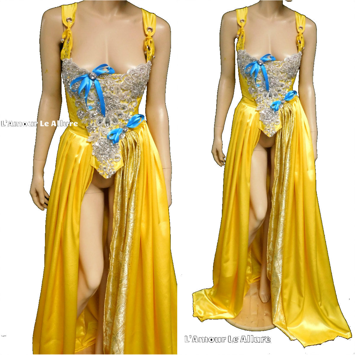 Corset Jeweled Evening Gown (Yellow)- FINAL SALE – Lilly's Kloset