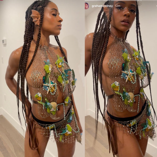 Sirens Of The Sea Mint Green Netted Mermaid Halter Top Skirt