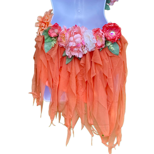 Sweet as a Peach Orange Spring Fairy Bra and Skirt Monokini Costume