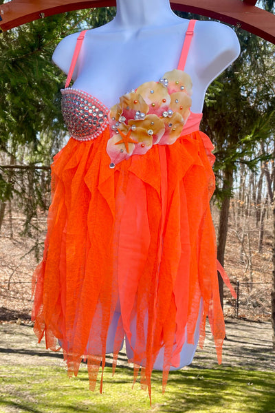 Ready to Ship - 32B - Neon Orange Mermaid Babydoll Dress