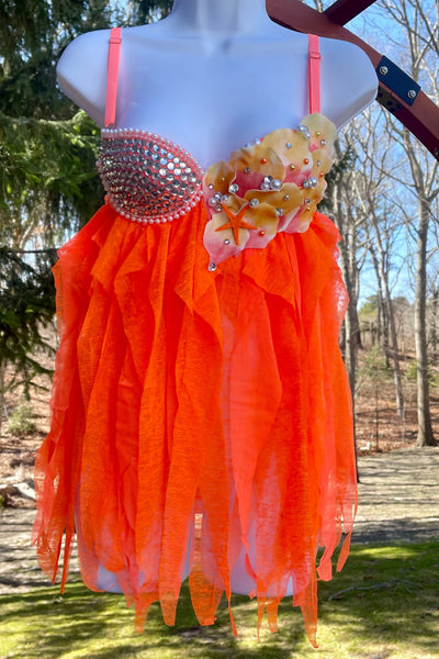 Ready to Ship - 32B - Neon Orange Mermaid Babydoll Dress