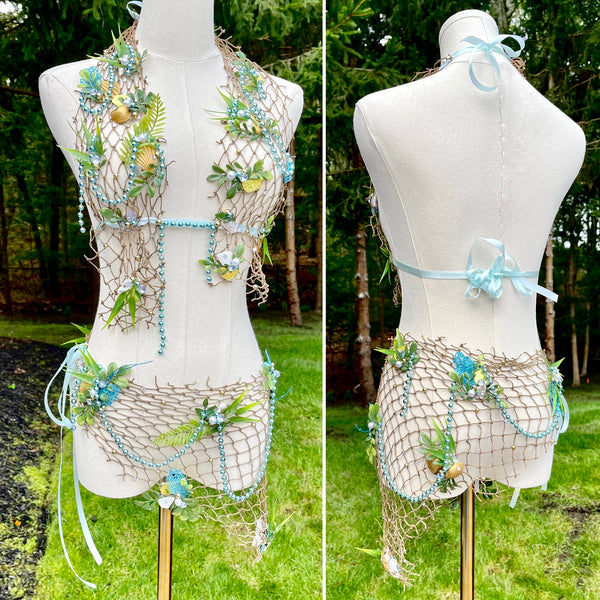 Sirens Of The Sea Mint Green Netted Mermaid Halter Top Skirt