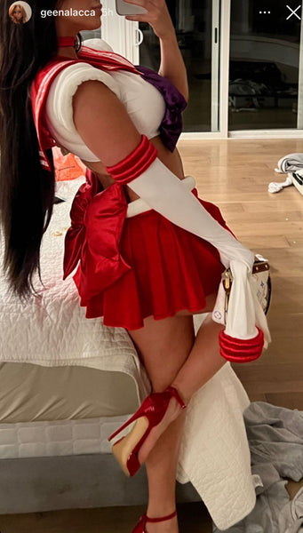 Sailor Mars Inspired Dance Festival Cosplay Costume Bra Crop Top and Skirt
