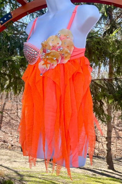 Ready to Ship - 32B - Neon Orange Mermaid Babydoll Dress