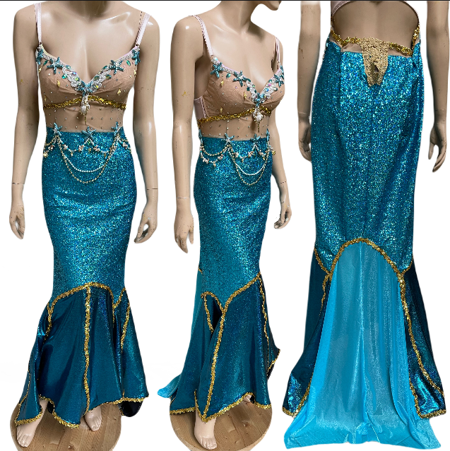 Turquoise Mermaid Bra and Tail Dress – L'Amour Le Allure
