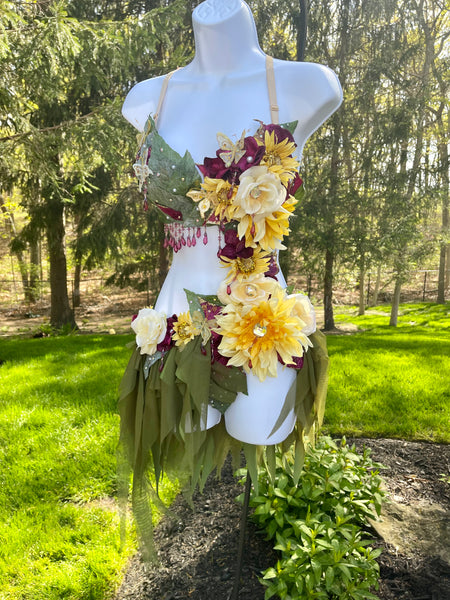 Yellow Sugar Plum Fairy Monokini Bra and Shorts Costume