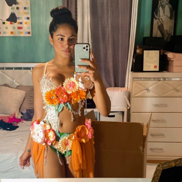 Sweet as a Peach Orange Spring Fairy Bra and Skirt Monokini Costume