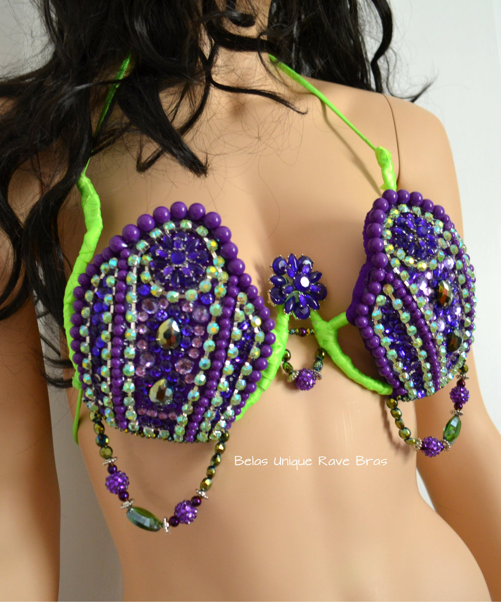 Purple Mermaid Bra, Under the Sea. Edc Bra With Net. Custom Seashell Bra.  Performance Costume Ariel. -  Canada