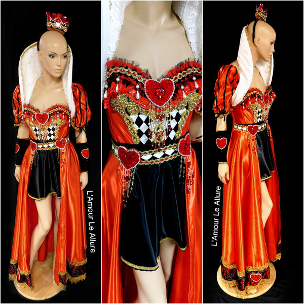 Queen Of Hearts Inspired Corset Bustier Dress Gown - Renaissance