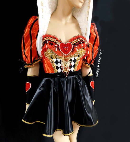 Queen Of Hearts Inspired Corset Bustier Dress Gown - Renaissance