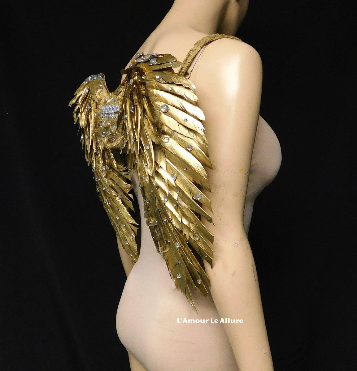 Silver Sequin Angel Wings Body Harness