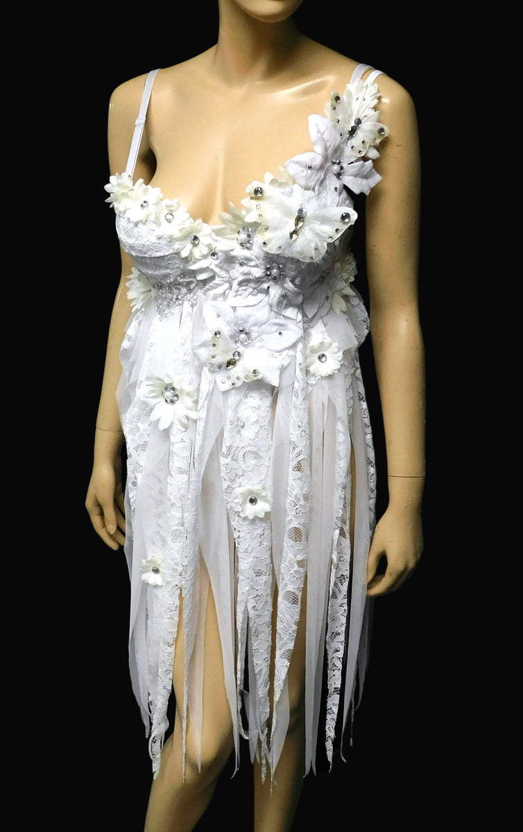 Iridescent Pastel Flower Fairy Babydoll Dress Bra Costume