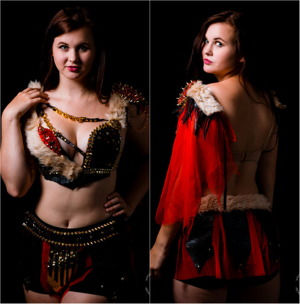 Red and Gold Warrior Gladiator Viking Costume