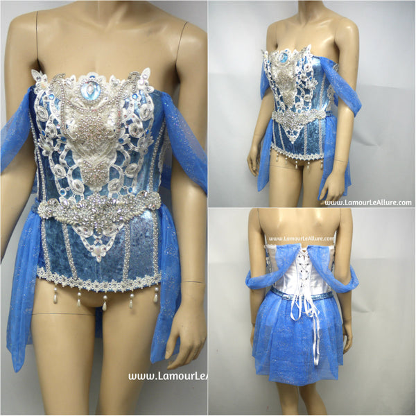 Princess Cinderella Inspired Corset with Skirt Cosplay Dance Halloween Costume