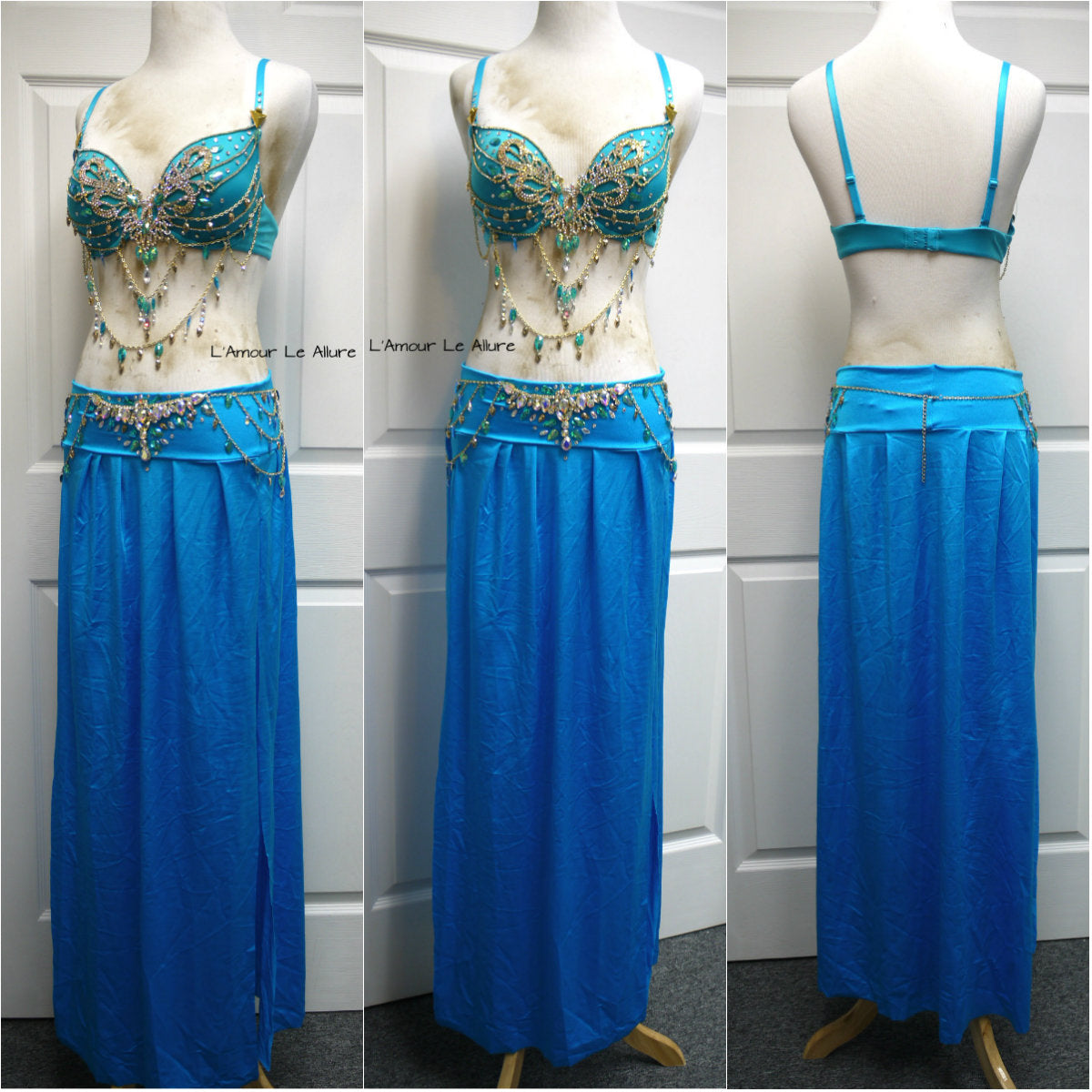 Girl's gold blue Jasmine Bellydance costume