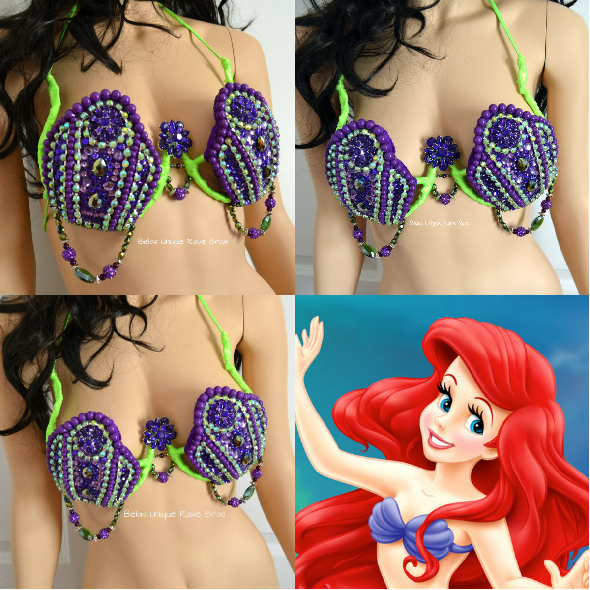Buy Ariel's Grotto Bling Bra Mermaid Seashell Bra Mardi Gras Rave