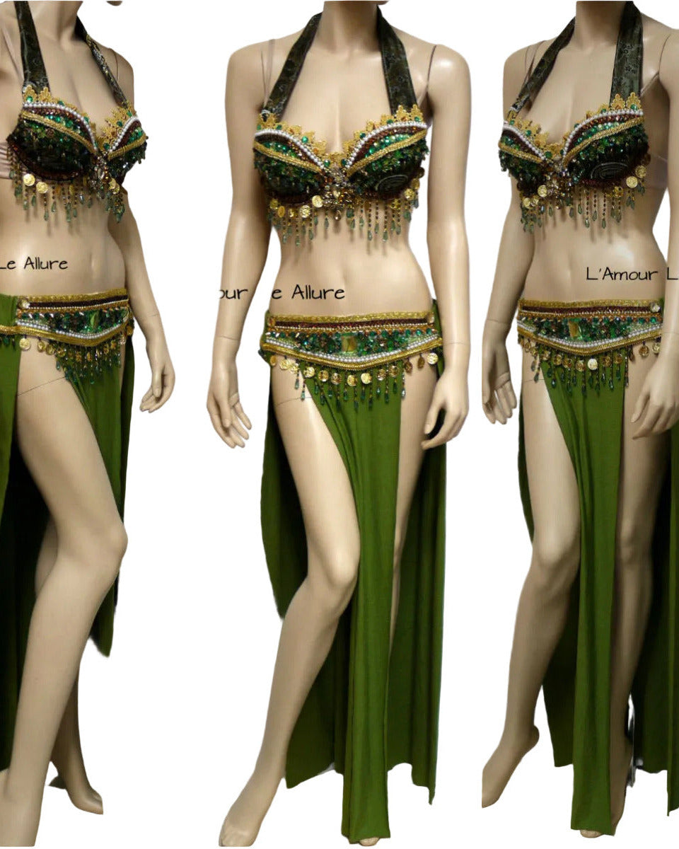 Green Leafeon Inspired Gypsy Belly Dancer Rave Bra Cosplay Halloween Costume Show Girl Burlesque Green Leafeon Inspired Gypsy Belly Dancer Rave Bra Cosplay Halloween Costume Show Girl Burlesque