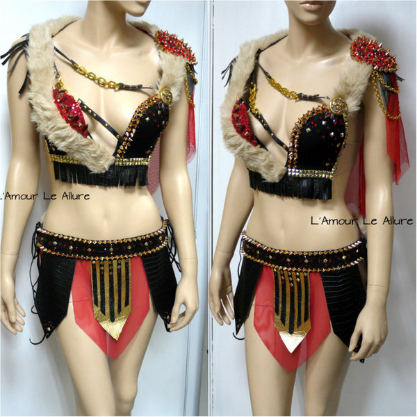 Red and Gold Warrior Gladiator Viking Costume