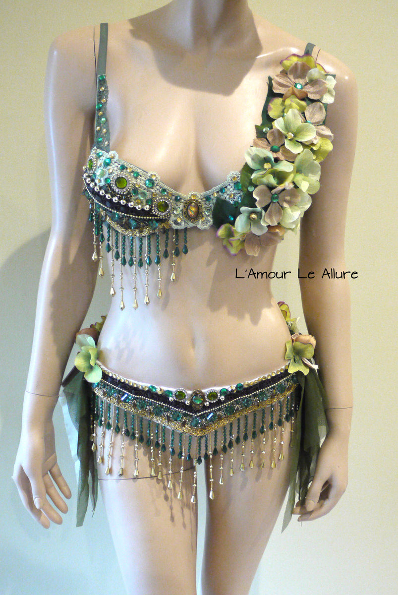 Woodland Green Forest Fairy Bra and Skirt Shorts Costume – L'Amour Le Allure