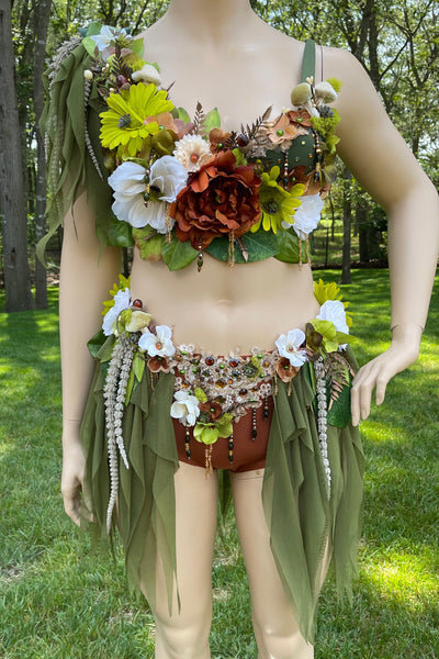 In To The Woods Mushroom Fairy with Moss and Mushrooms Two Piece Top and Skirt Costume