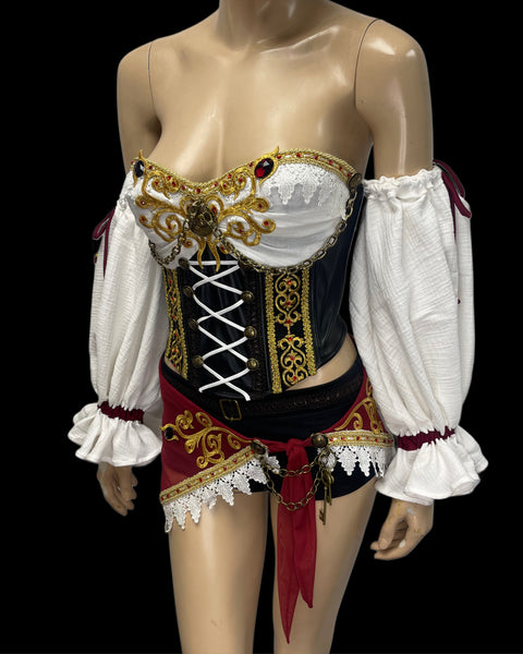 Pirate Corset, Skirt and Shorts Costume