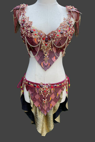 Dragon Rider Warrior Costume Rave Bra and Skirt Bottom
