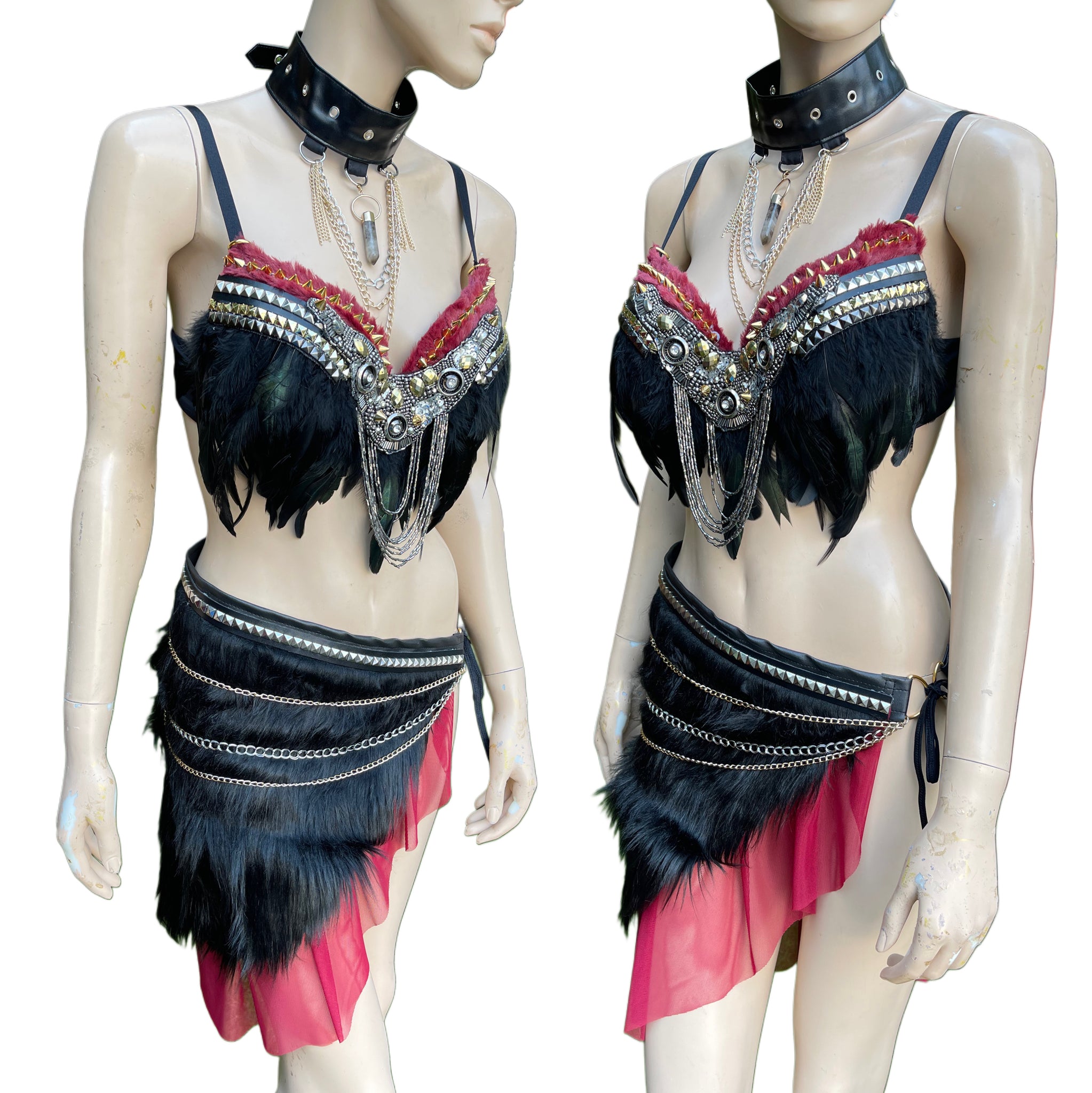 Ready to Ship 36C Red and Black Viking Warrior Gladiator Costume