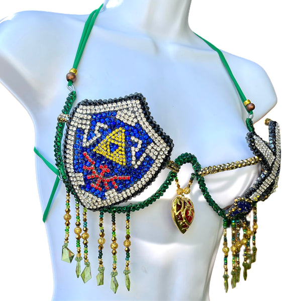 Hero Link Inspired Samba Carnival Top with Hylian Shield and Master Sword Design Cosplay Dance Costume