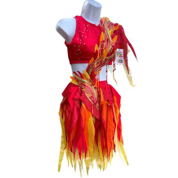 Girl On Fire Phoenix Monokini Fairy Dance Costume Rave Bra Halloween