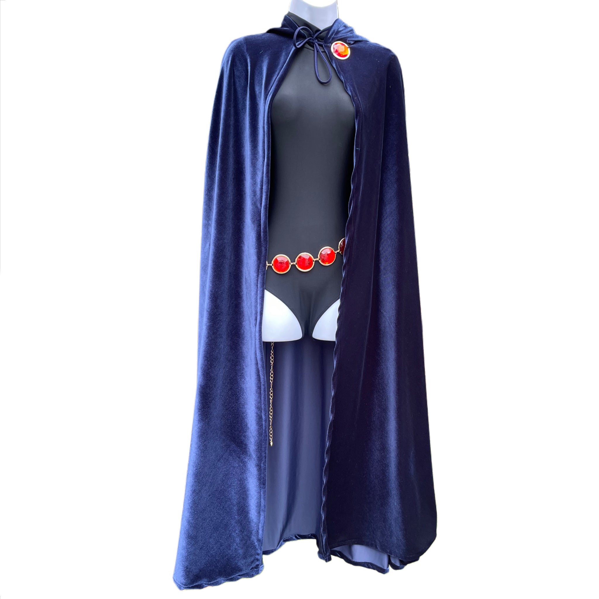 Young Teen DC Titan Ladies Raven Costume Superhero Cosplay Cape
