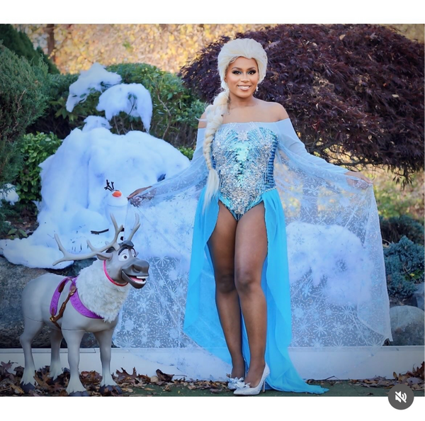 Elsa Bodysuit Dresses with Train and Attached Cape