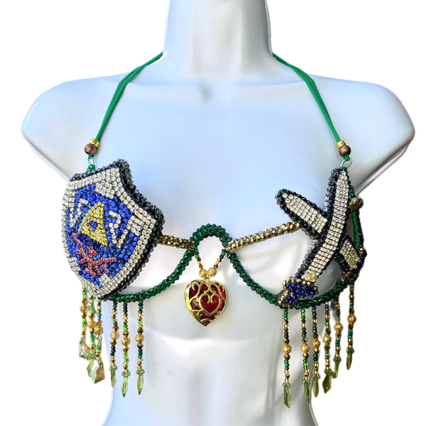 Hero Link Inspired Samba Carnival Top with Hylian Shield and Master Sword Design Cosplay Dance Costume