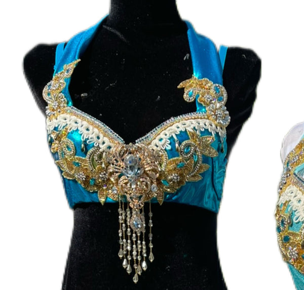 Princess Jasmine Inspired Cosplay Dance Costume Rave Bra and Shorts Halloween Comicon