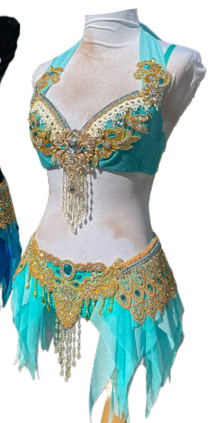 Princess Jasmine Inspired Cosplay Dance Costume Rave Bra and Shorts Halloween Comicon