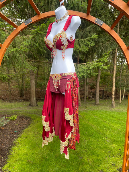 Burgundy Princess Jasmine Inspired Cosplay Dance Costume