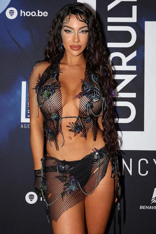 Sirens Of The Sea Dark Gothic Netted Mermaid Halter Top and Skirt