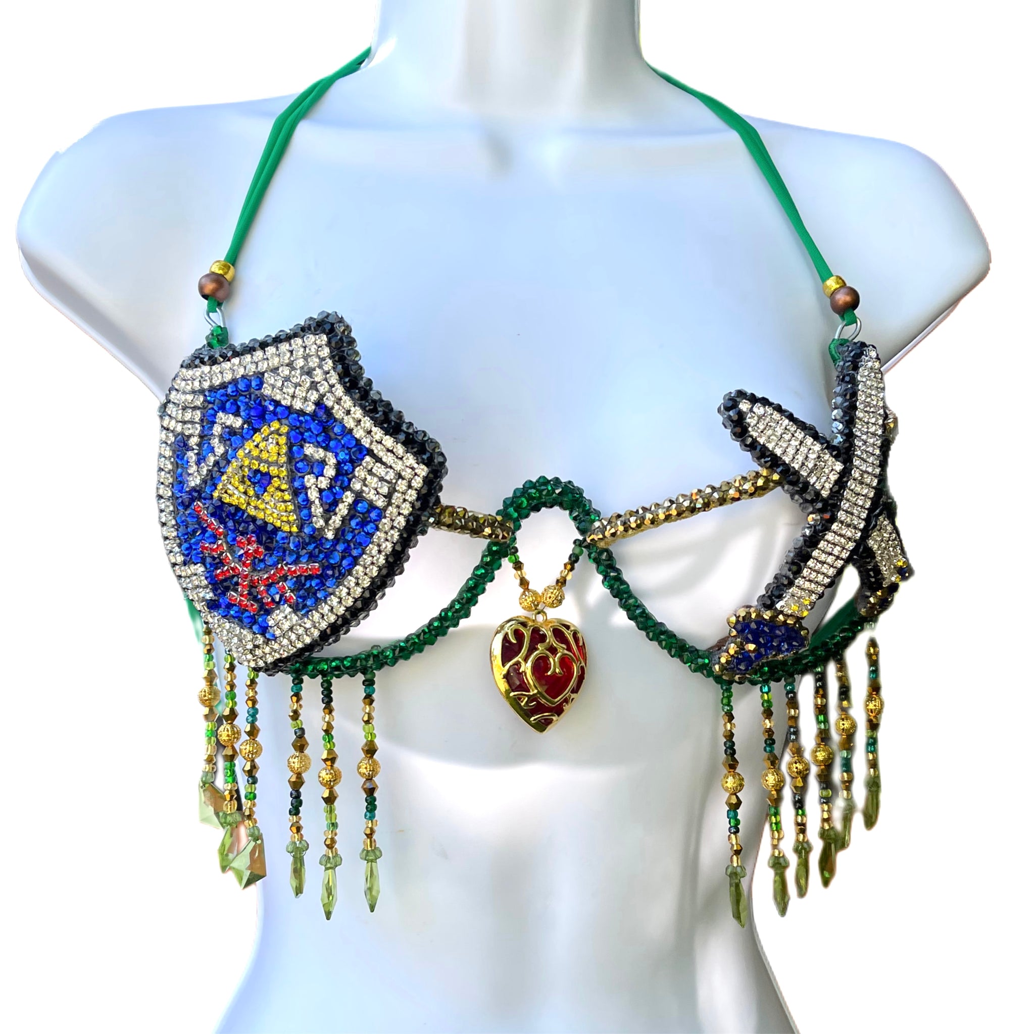 Hero Link Inspired Samba Carnival Top with Hylian Shield and Master Sword Design Cosplay Dance Costume