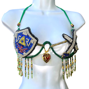 Hero Link Inspired Samba Carnival Top with Hylian Shield and Master Sword Design Cosplay Dance Costume