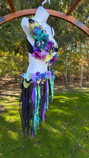 Dark Fairy Goddess Monokini with Golden Detailing Dance Costume