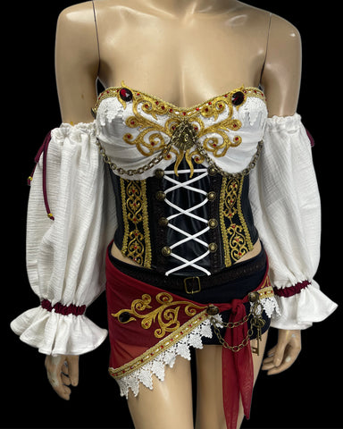 Pirate Corset, Skirt and Shorts Costume