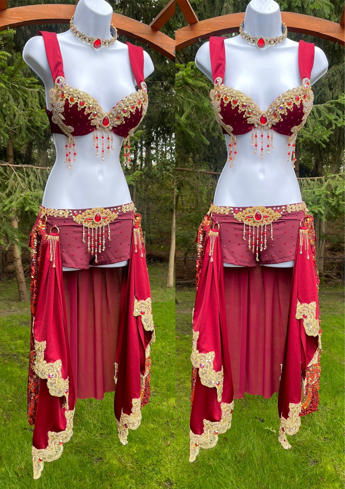 Burgundy Princess Jasmine Inspired Cosplay Dance Costume