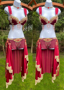 Burgundy Princess Jasmine Inspired Cosplay Dance Costume