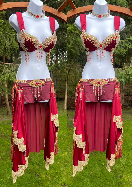 Burgundy Princess Jasmine Inspired Cosplay Dance Costume