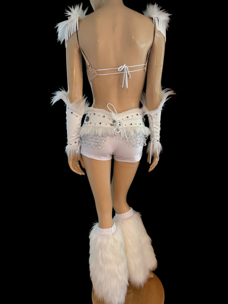 White Shield Maiden Viking Warrior Gladiator Costume