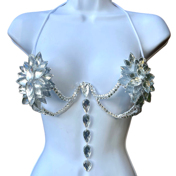 Silver Rihanna Inspired Diamond Samba Carnival Dance Top