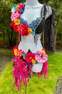 Ready to ship 34C Small Bottom - Neon Glam Garden Fairy Bra and Shorts Costume