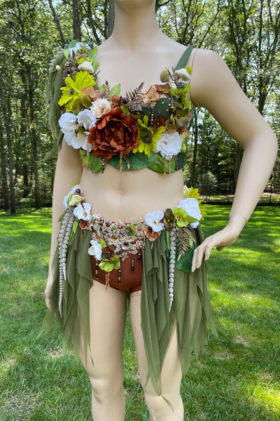 In To The Woods Mushroom Fairy with Moss and Mushrooms Two Piece Top and Skirt Costume