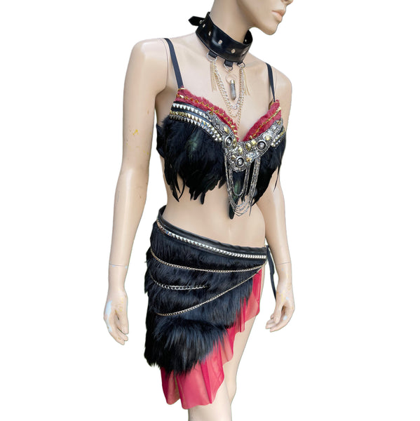 Ready to Ship 36C Red and Black Viking Warrior Gladiator Costume