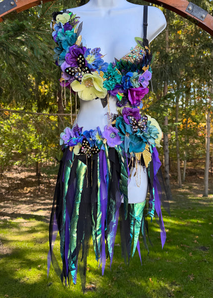 Dark Fairy Goddess Monokini with Golden Detailing Dance Costume